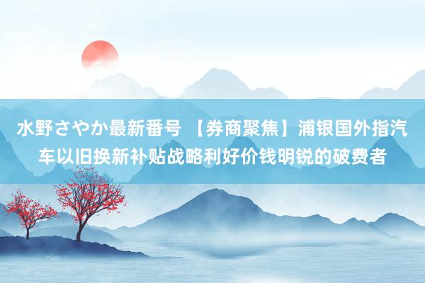 水野さやか最新番号 【券商聚焦】浦银国外指汽车以旧换新补贴战略利好价钱明锐的破费者