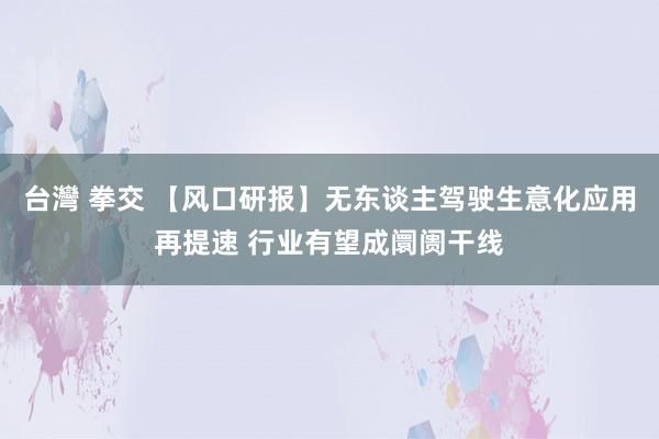 台灣 拳交 【风口研报】无东谈主驾驶生意化应用再提速 行业有望成阛阓干线