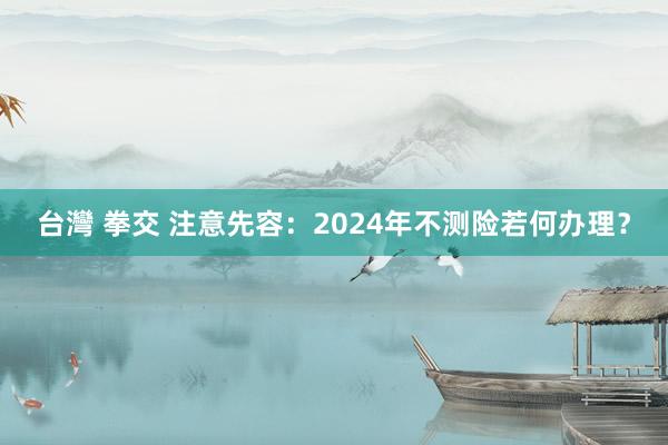 台灣 拳交 注意先容：2024年不测险若何办理？