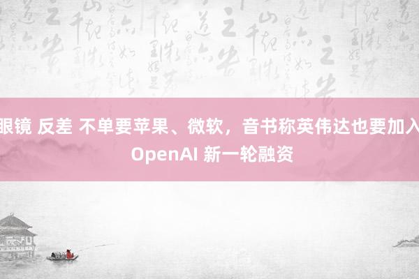 眼镜 反差 不单要苹果、微软，音书称英伟达也要加入 OpenAI 新一轮融资