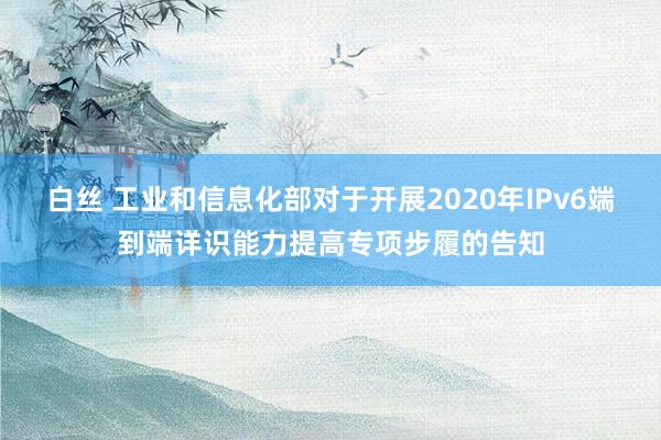 白丝 工业和信息化部对于开展2020年IPv6端到端详识能力提高专项步履的告知