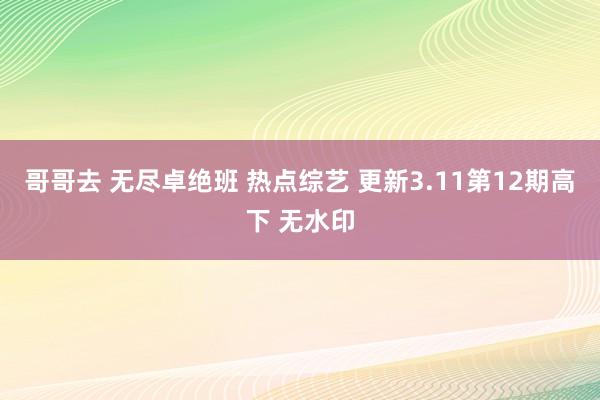 哥哥去 无尽卓绝班 热点综艺 更新3.11第12期高下 无水印